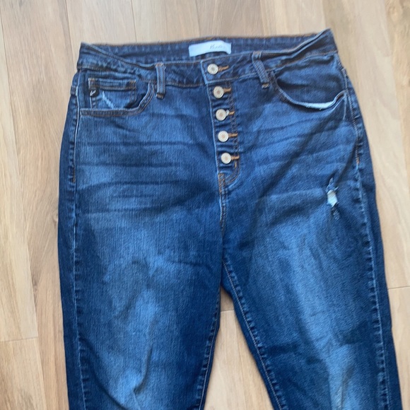Kancan button fly distressed raw hem jean size 15 / 31 - Picture 7 of 17